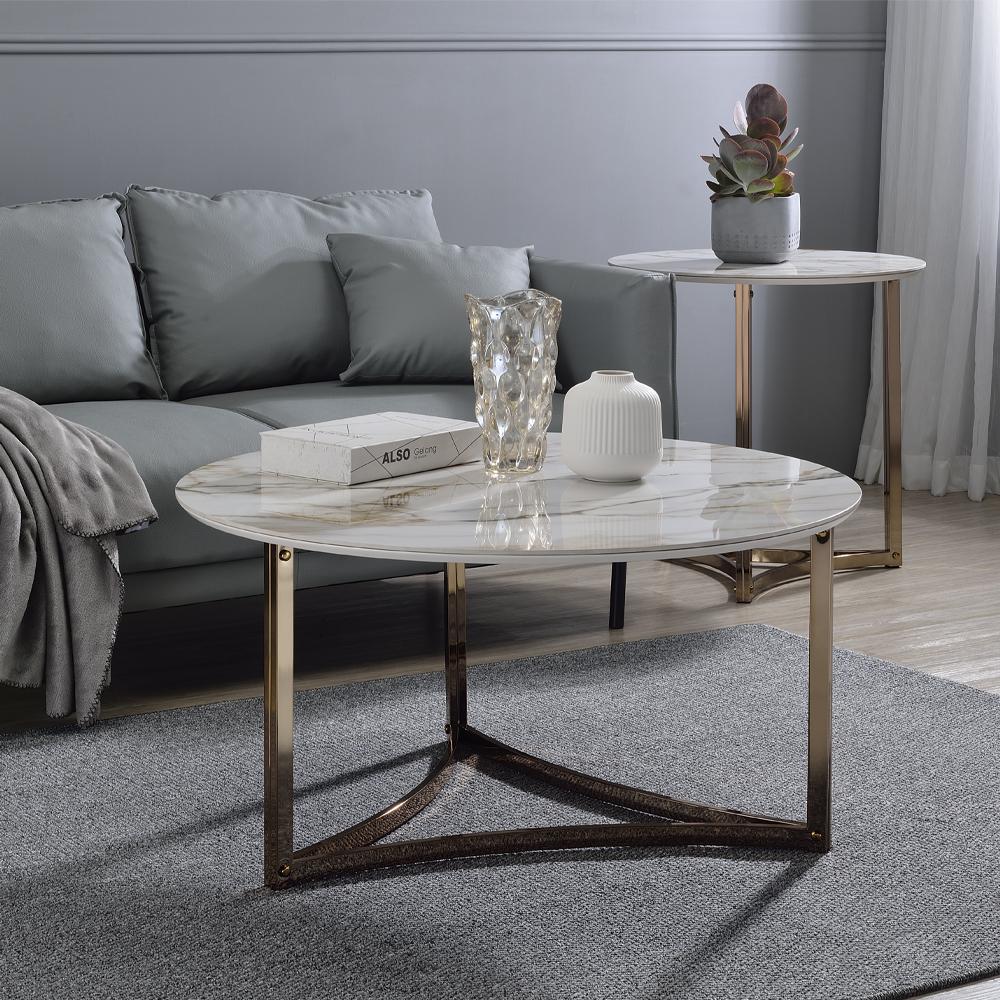 ACME - Zaidee Coffee Table in Sintered Stone/Champagne (LV02825)