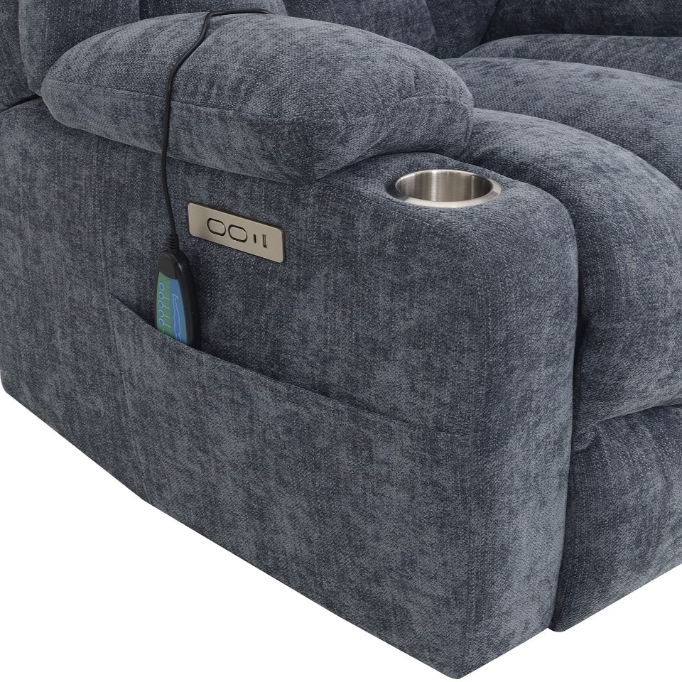 ACME™ Omarion Power Recliner with Lift & Heating & Massage - Blue Chenille