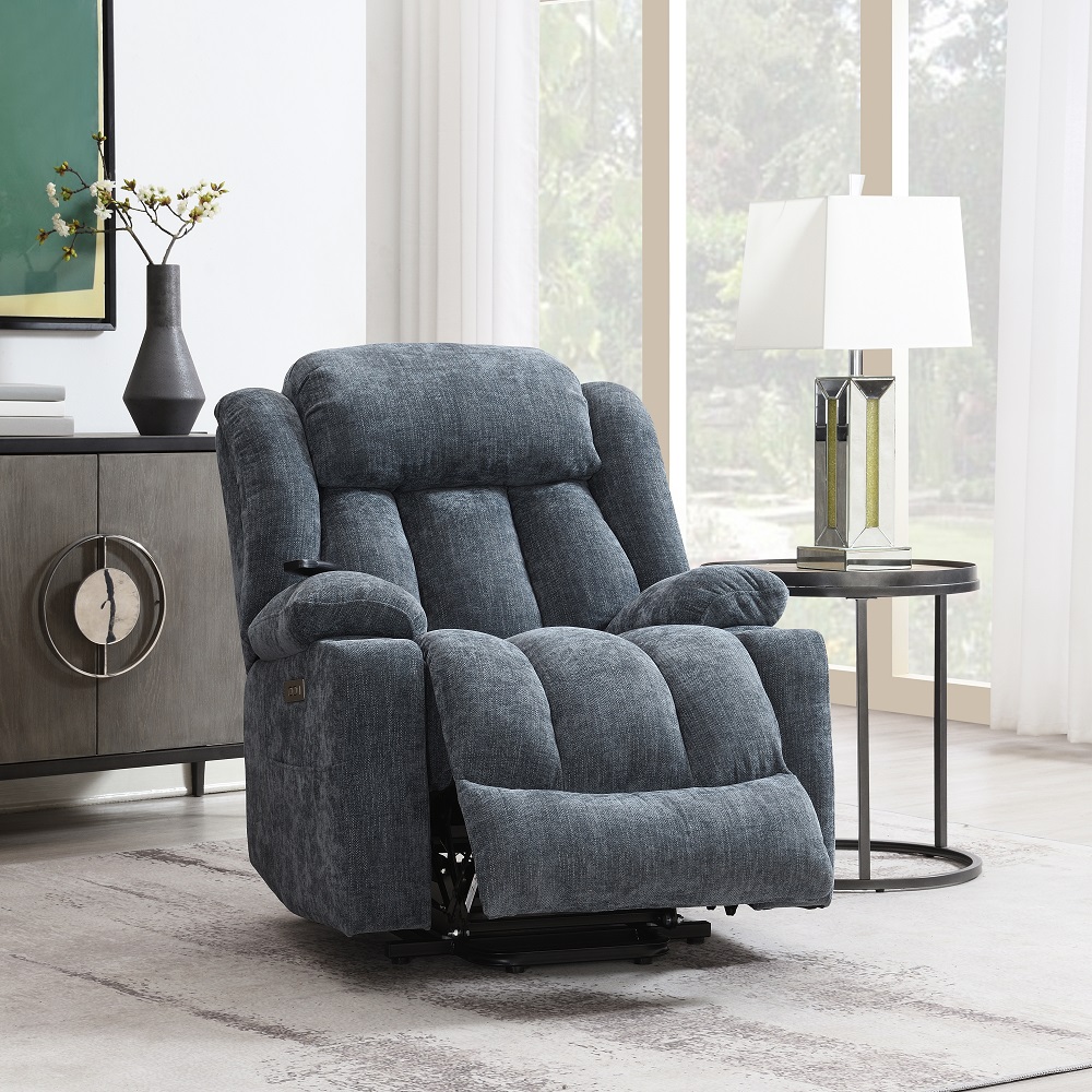 ACME™ Omarion Power Recliner with Lift & Heating & Massage - Blue Chenille