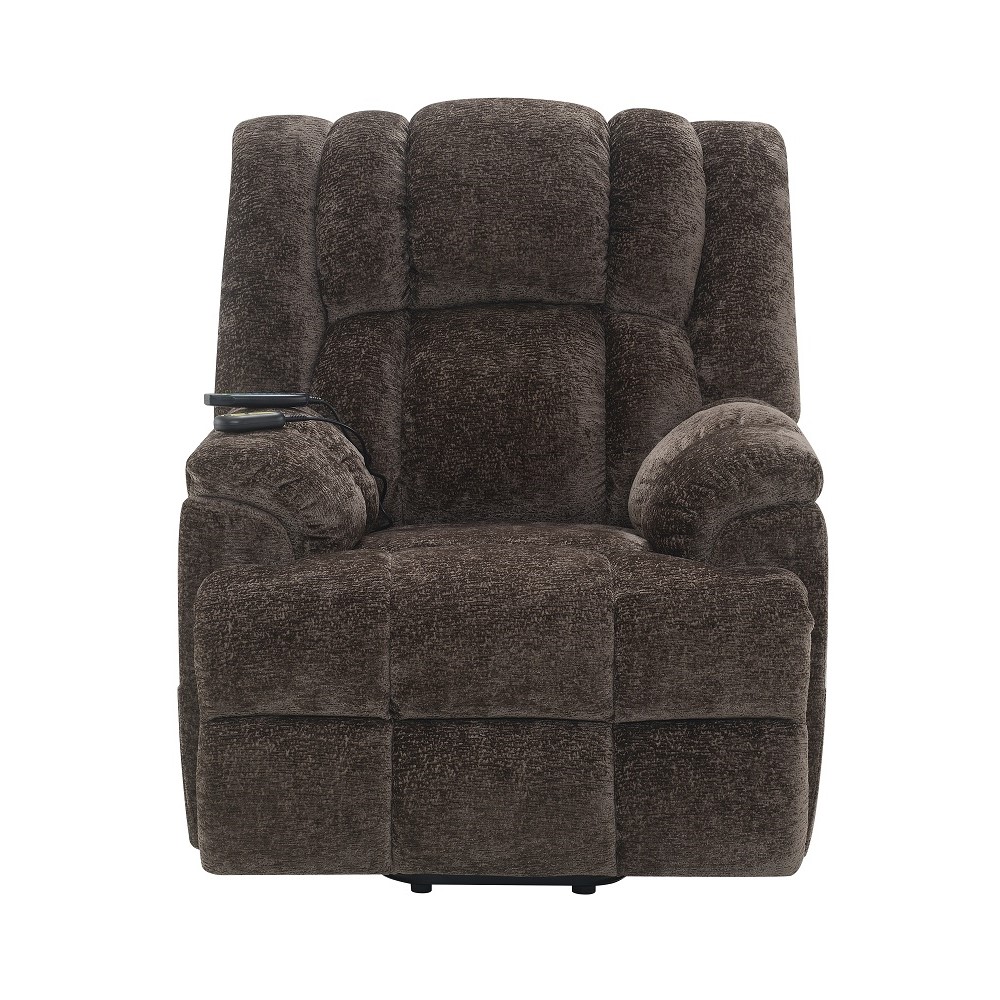 ACME - Pacay Power Recliner with Lift & Heating & Massage in Brown Chenille