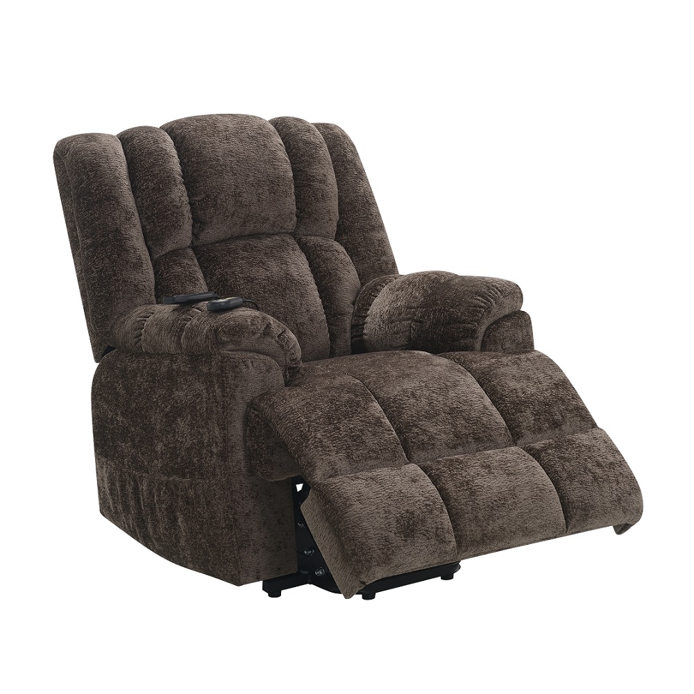 ACME - Pacay Power Recliner with Lift & Heating & Massage in Brown Chenille