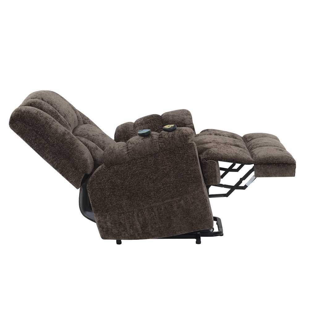 ACME - Pacay Power Recliner with Lift & Heating & Massage in Brown Chenille