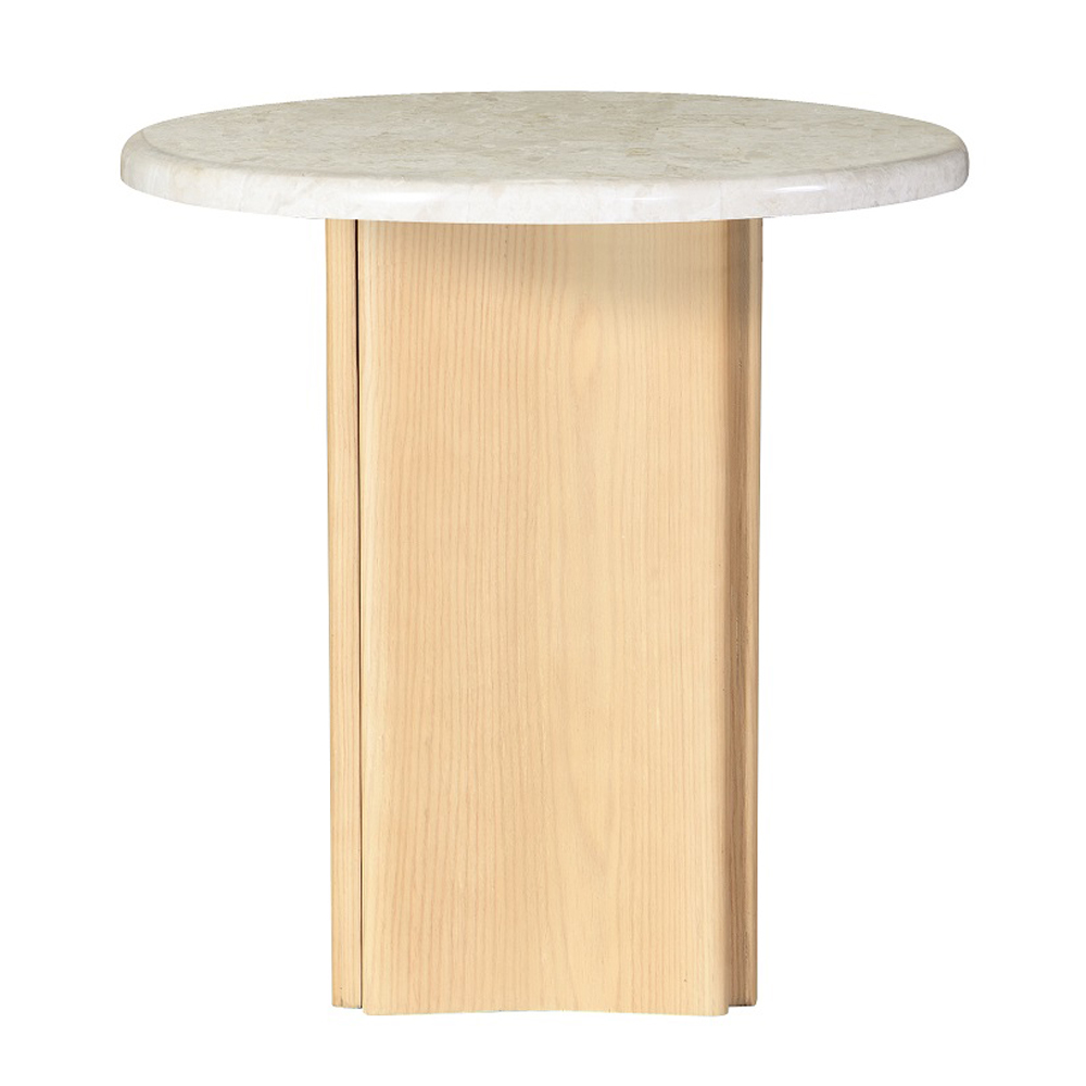 ACME - Qwin End Table with Marble Top in Marble Top/Oak