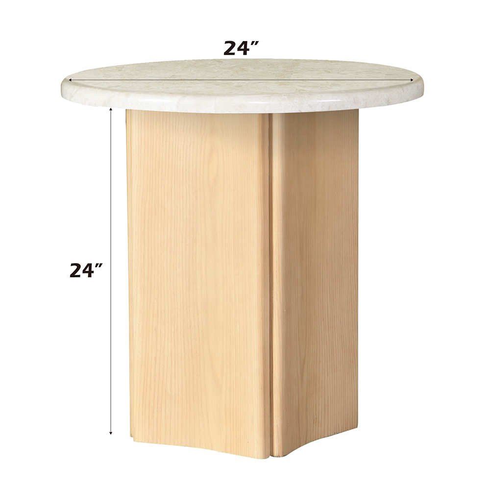 ACME - Qwin End Table with Marble Top in Marble Top/Oak