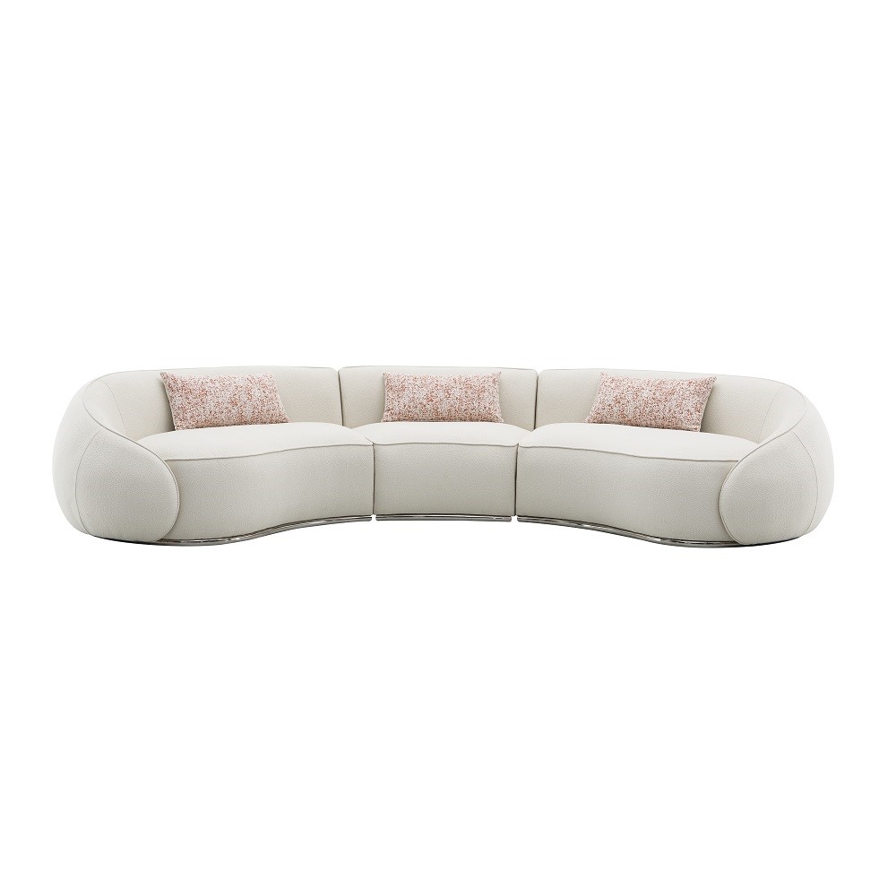 ACME - Sahara Sectional Sofa with 3 Pillows in Beige Boucle