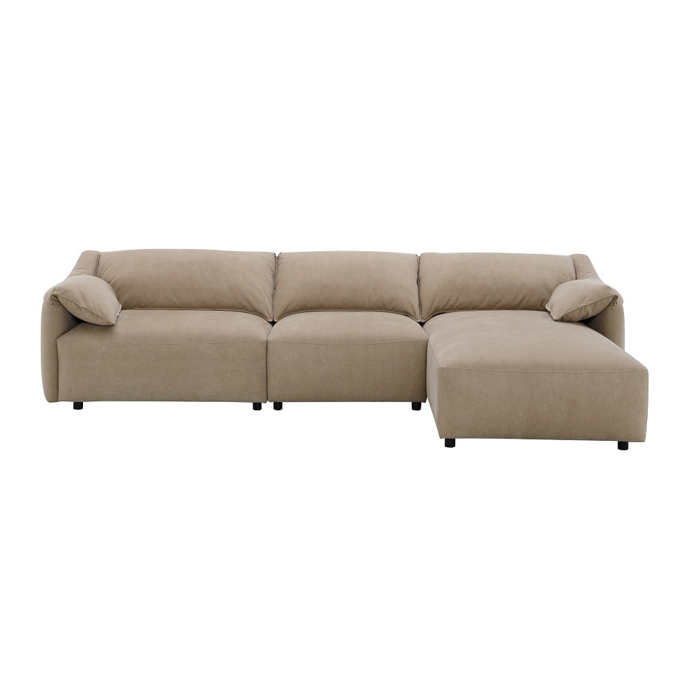 ACME - Veata Sectional Sofa in Light Brown Suede Velvet