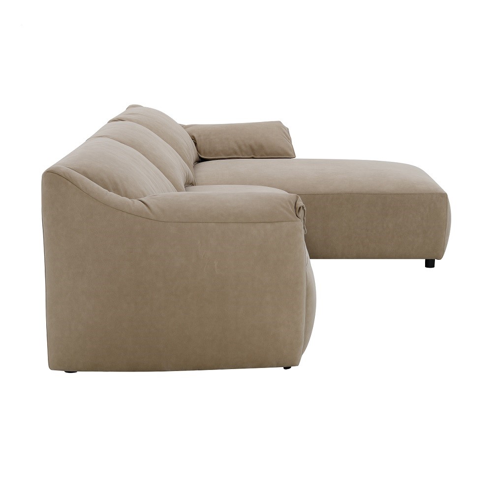 ACME - Veata Sectional Sofa in Light Brown Suede Velvet