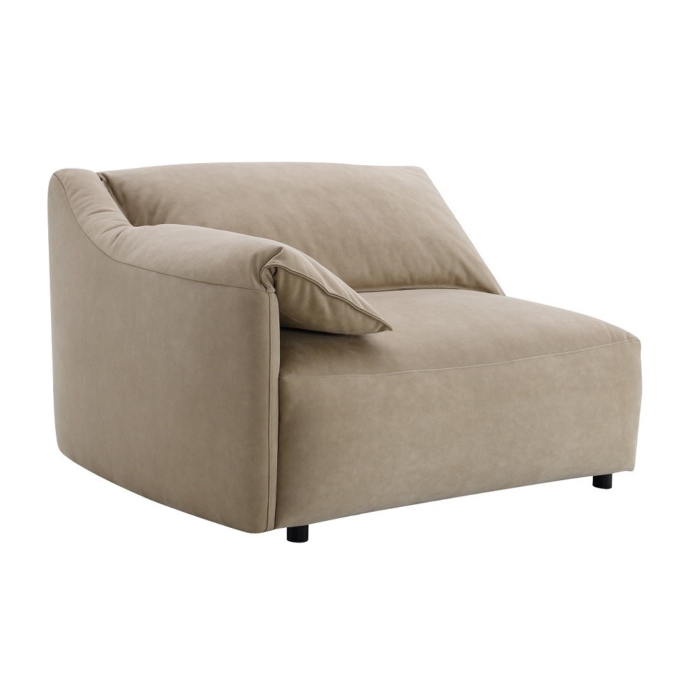 ACME - Veata Sectional Sofa in Light Brown Suede Velvet