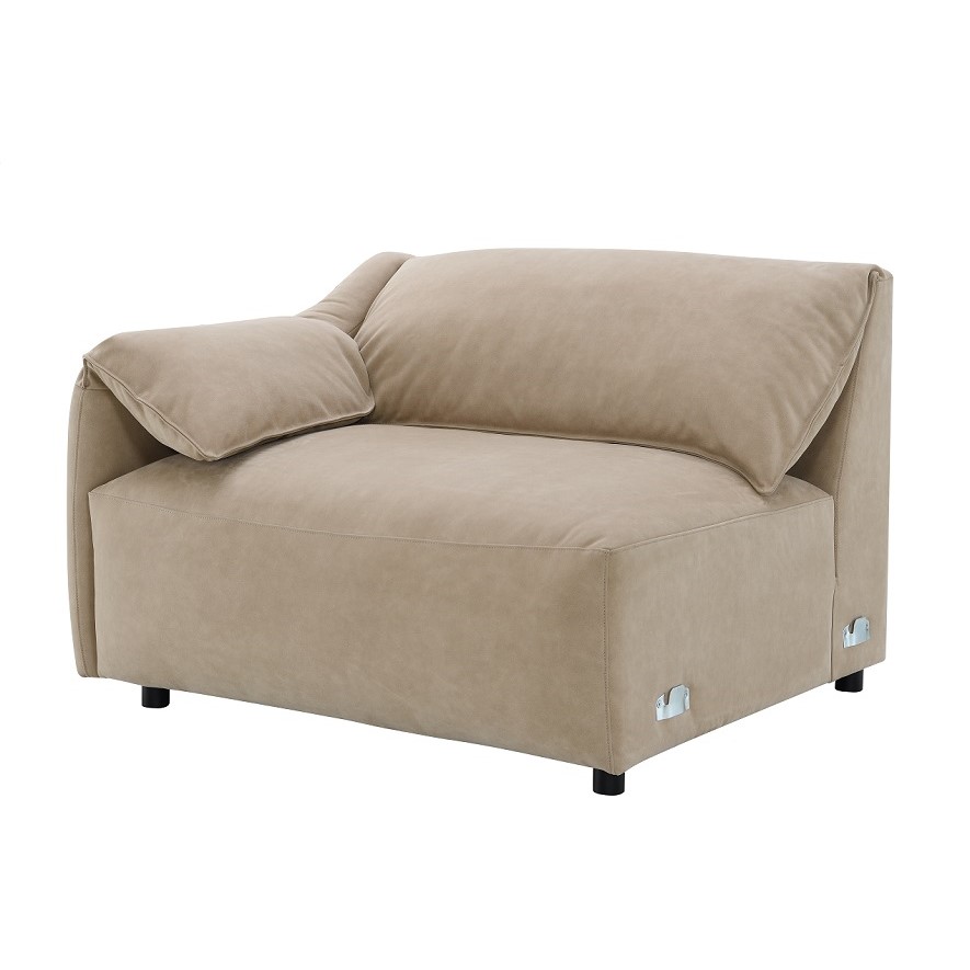 ACME - Veata Sectional Sofa in Light Brown Suede Velvet