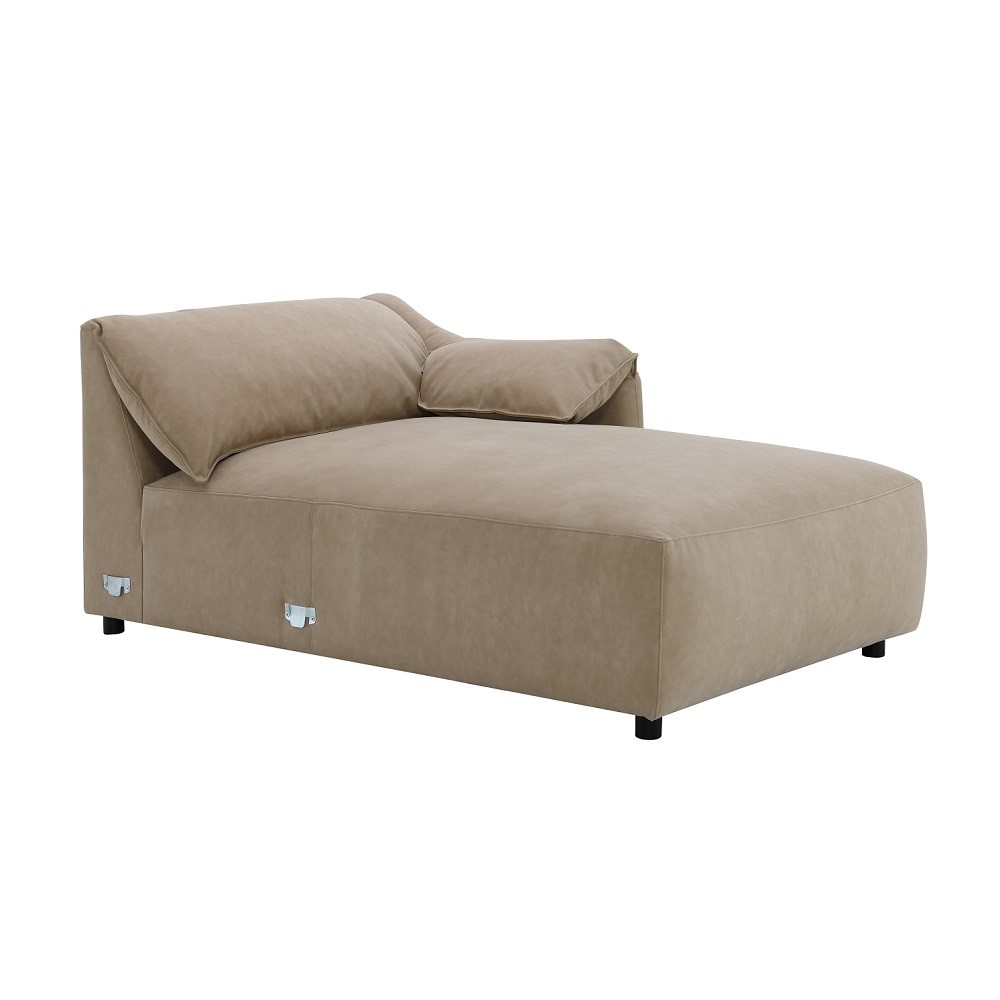 ACME - Veata Sectional Sofa in Light Brown Suede Velvet