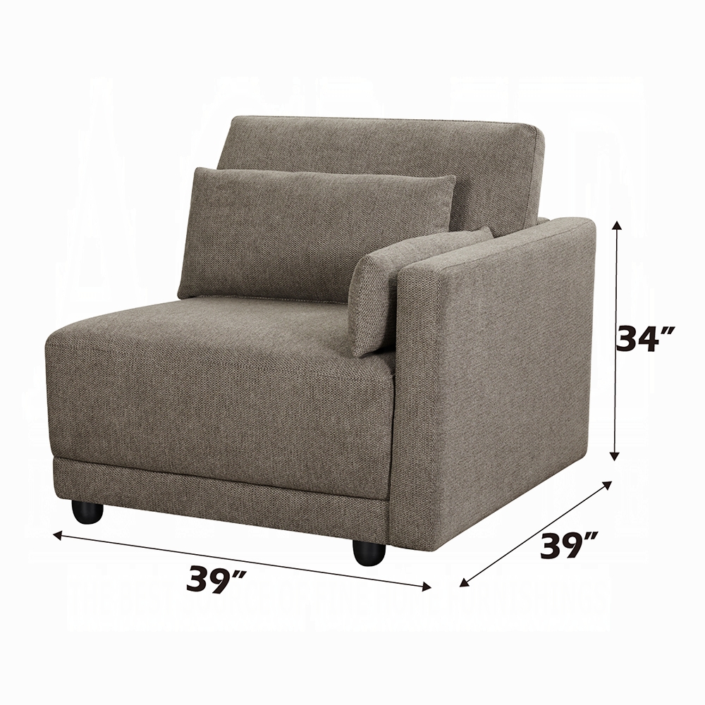 ACME™ Rylie Modular Rf Chair with 2 Pillows - Gray Linen