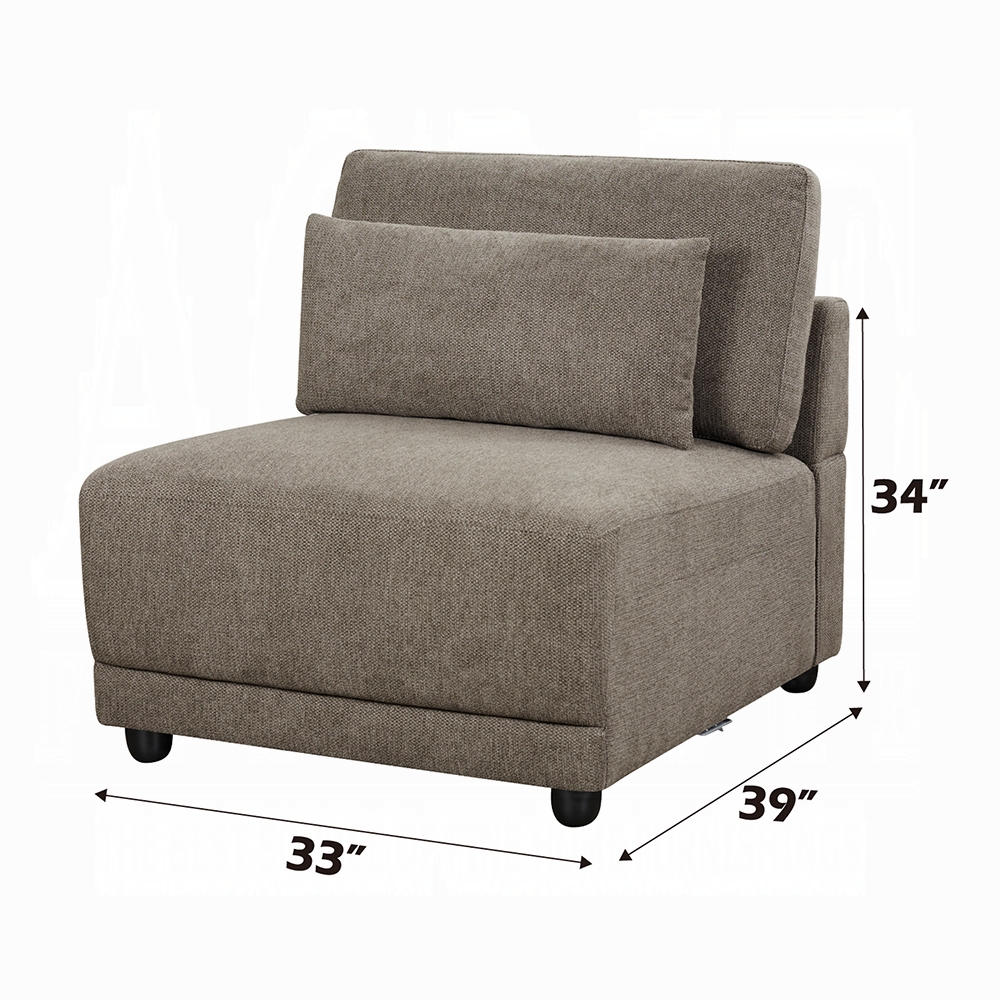 ACME™ Rylie Modular Armless Chair with Pillow - Gray Linen