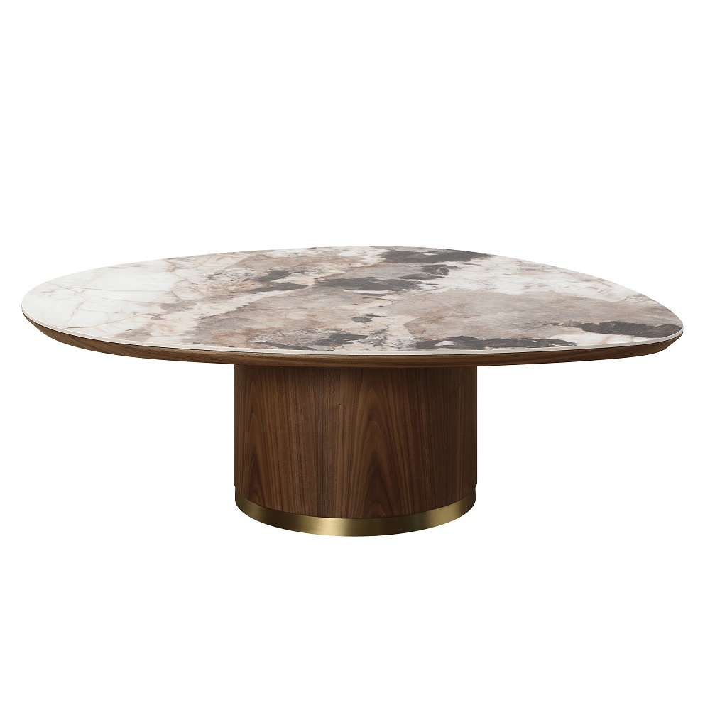 ACME - Willene Coffee Table with Ceramic Top in Ceramic Top/Walnut