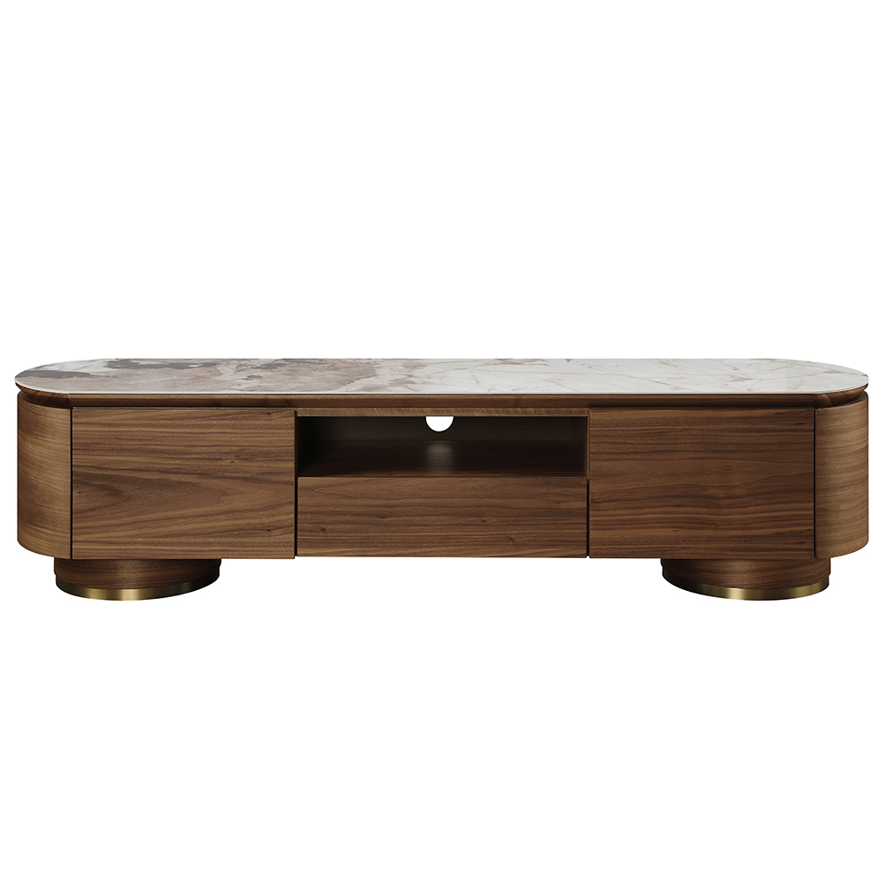 ACME - Willene TV Stand with Ceramic Top in Ceramic Top/Walnut