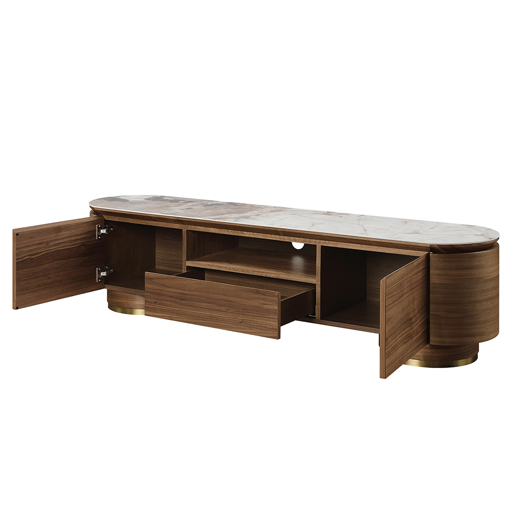 ACME - Willene TV Stand with Ceramic Top in Ceramic Top/Walnut