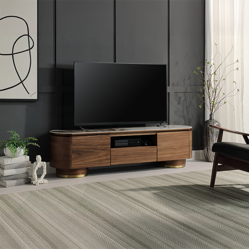 ACME - Willene TV Stand with Ceramic Top in Ceramic Top/Walnut