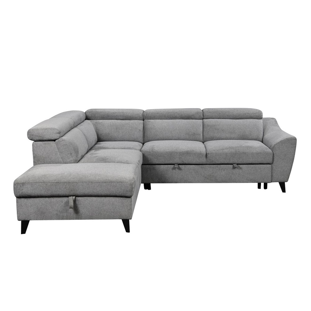 ACME - Wrenley Sectional Sofa with Sleeper & Storage in Gray Chenille