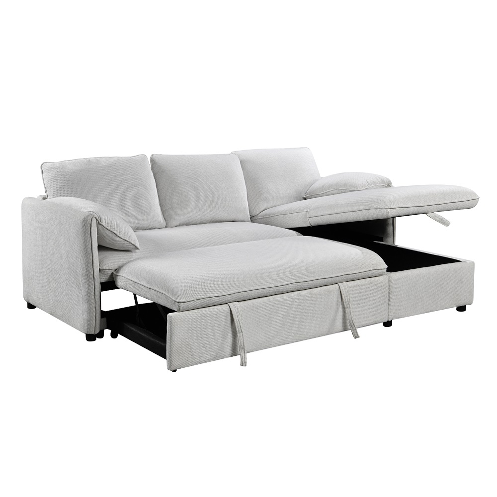 ACME - Yaroslav Reversible Sectional Sofa with Sleeper & Storage in Cream Velvet