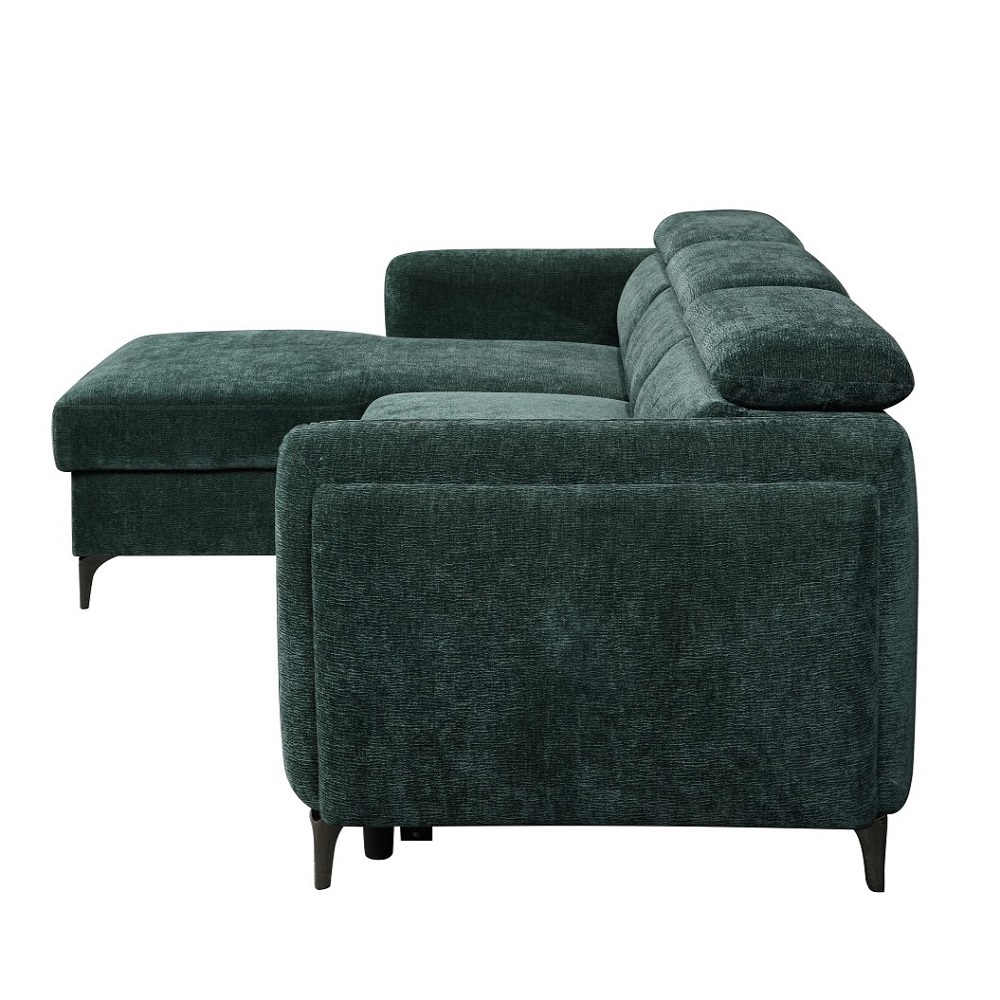 ACME Zadok Sectional Sofa with Sleeper & Storage - Green Chenille