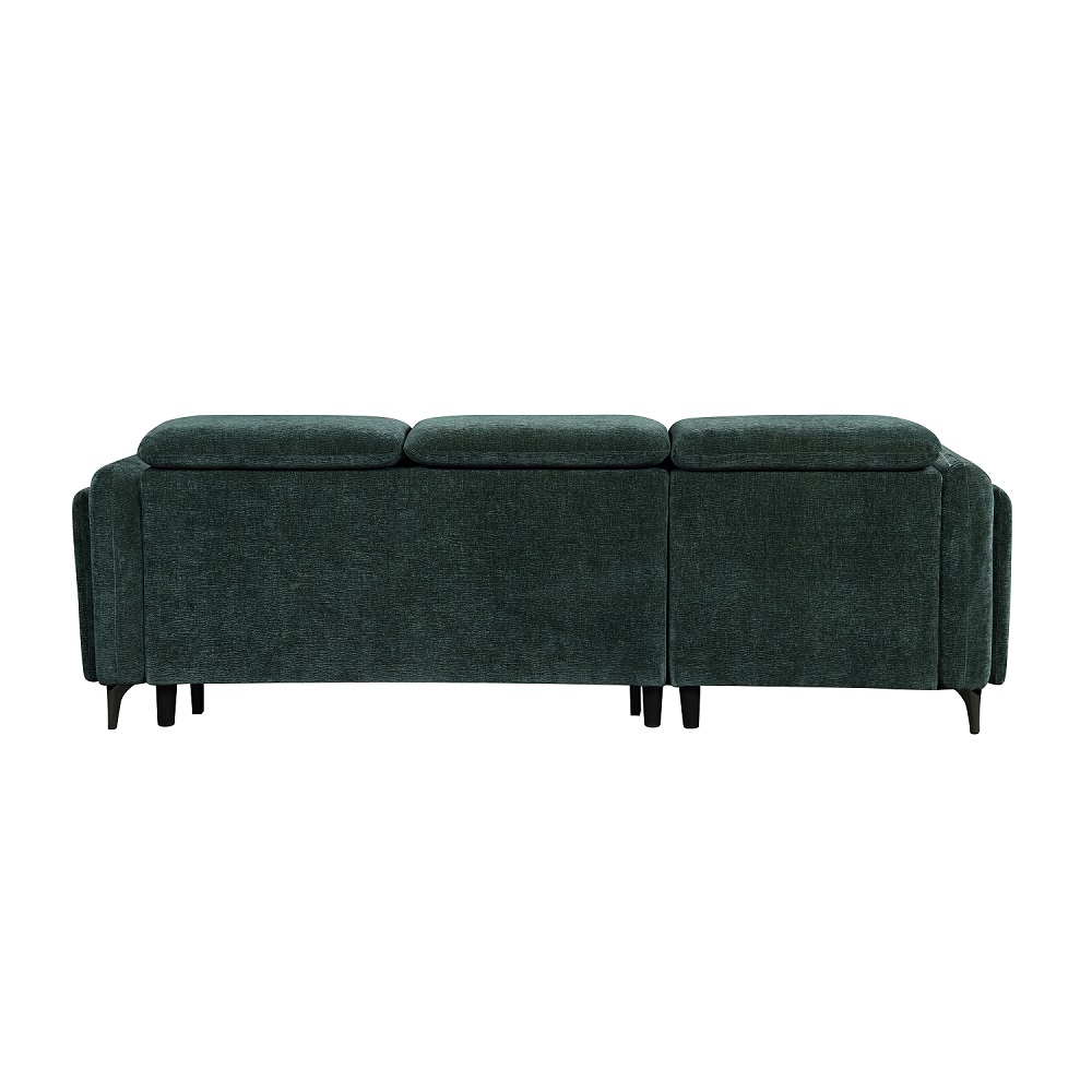 ACME Zadok Sectional Sofa with Sleeper & Storage - Green Chenille