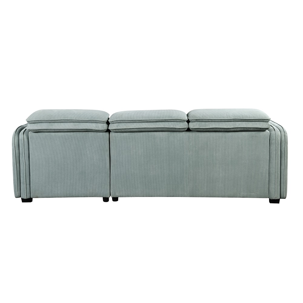 ACME - Zavala Sectional Sofa with Sleeper & Storage in Light Green Chenille