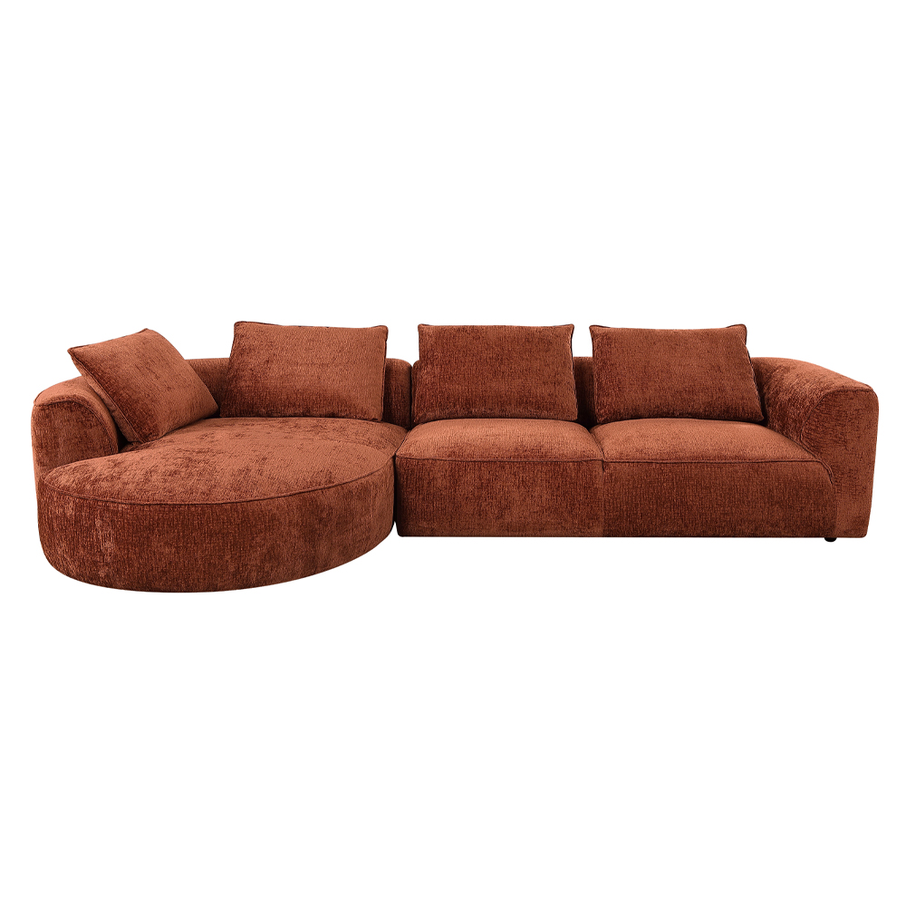 ACME - Aceso Sectional Sofa with 4 Pillows in Rust Brown Chenille