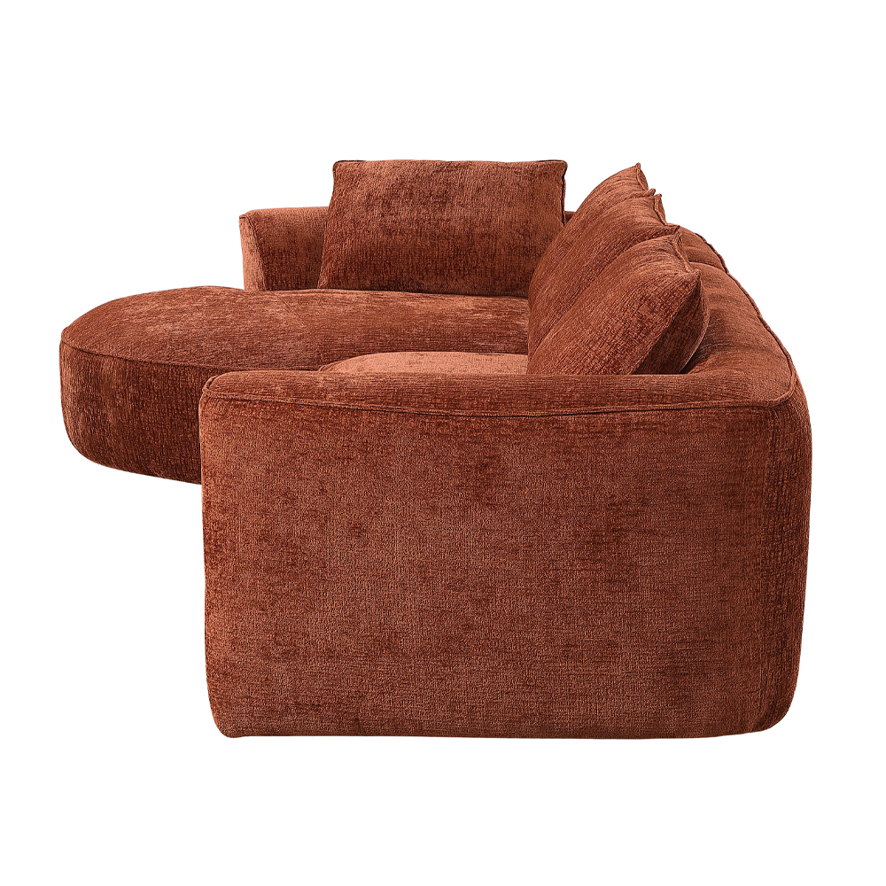 ACME - Aceso Sectional Sofa with 4 Pillows in Rust Brown Chenille