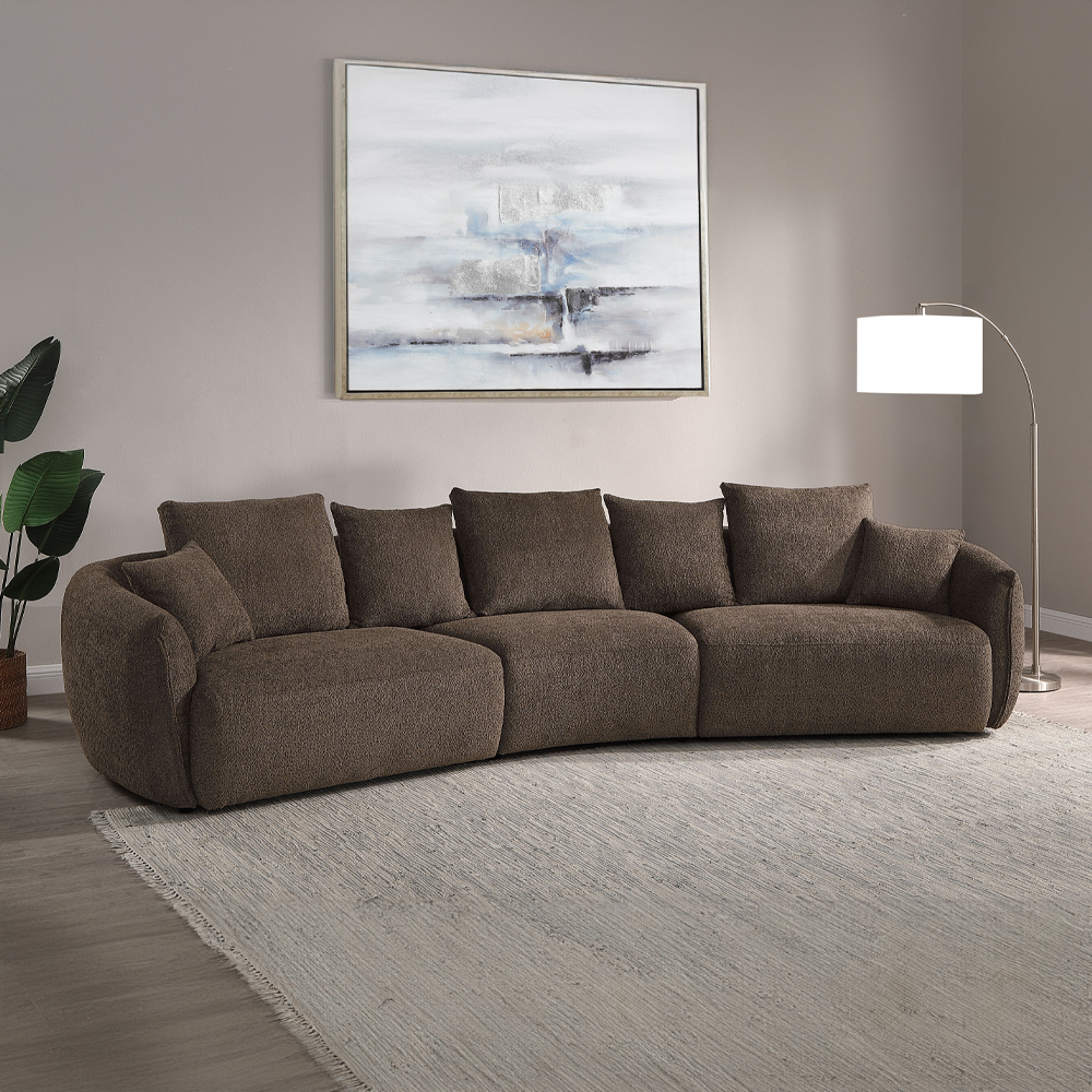 ACME - Bash Sofa with 7 Pillows in Macca Anthology Boucle