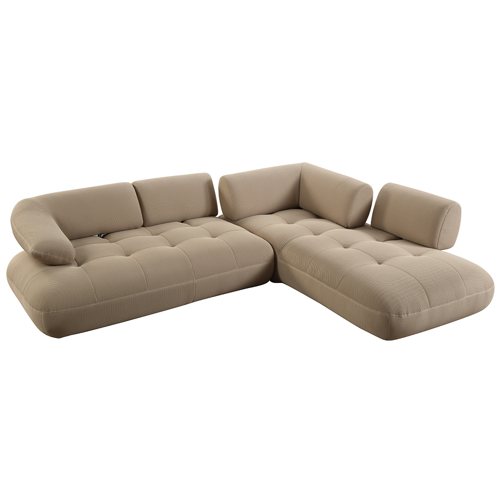 ACME - Carrick Sectional Sofa with 6 Pillows in Beige Sandwich Mesh