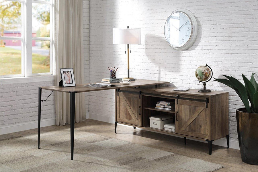 ACME Zakwani Writing Desk - Rustic Oak and Black Finish OF00002