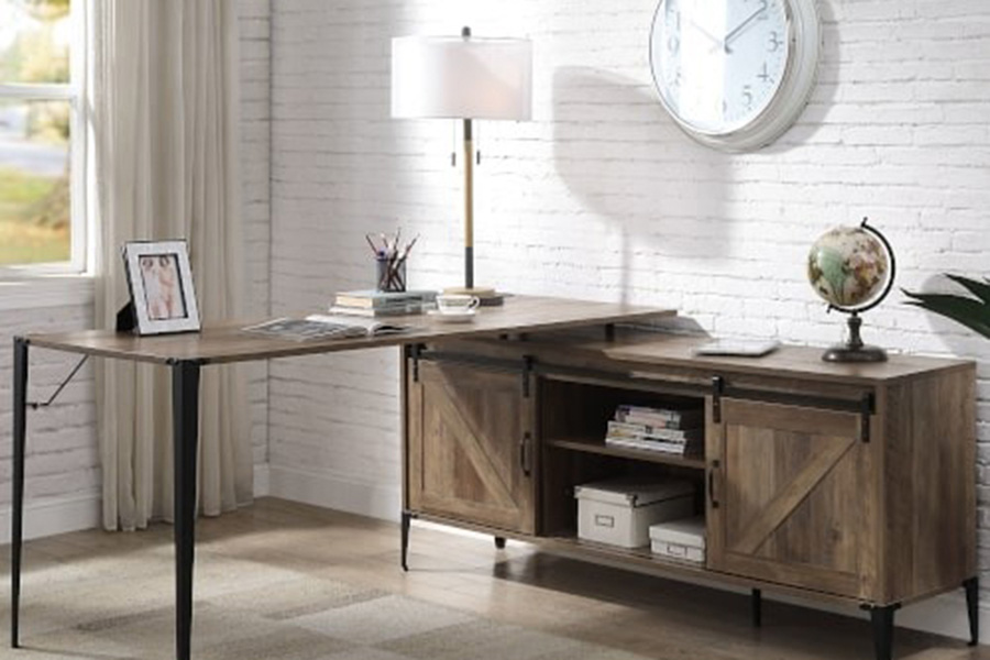 ACME Zakwani Writing Desk - Rustic Oak and Black Finish OF00002