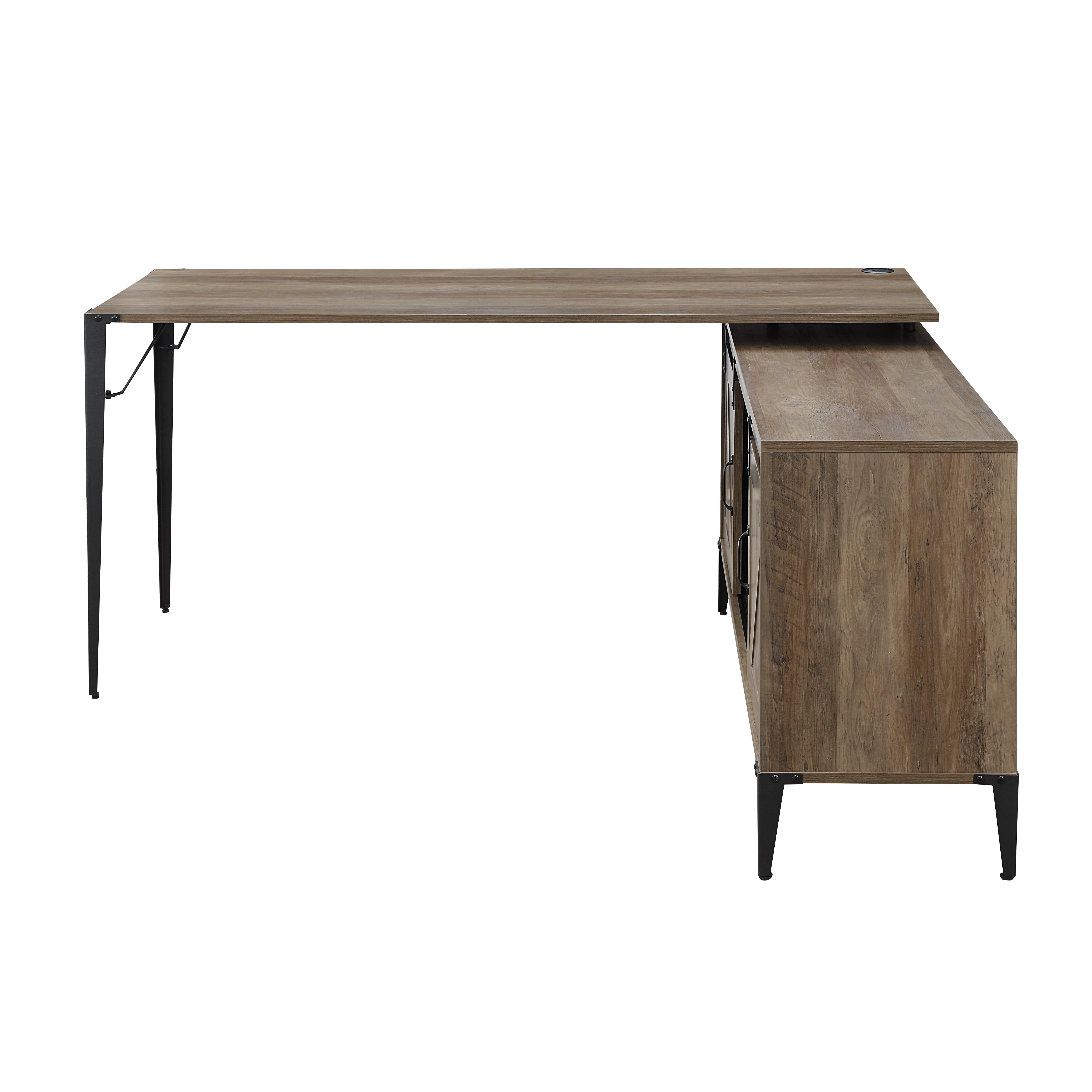 ACME - Zakwani Writing Desk with Usb in Rustic Oak/Black (OF00004)