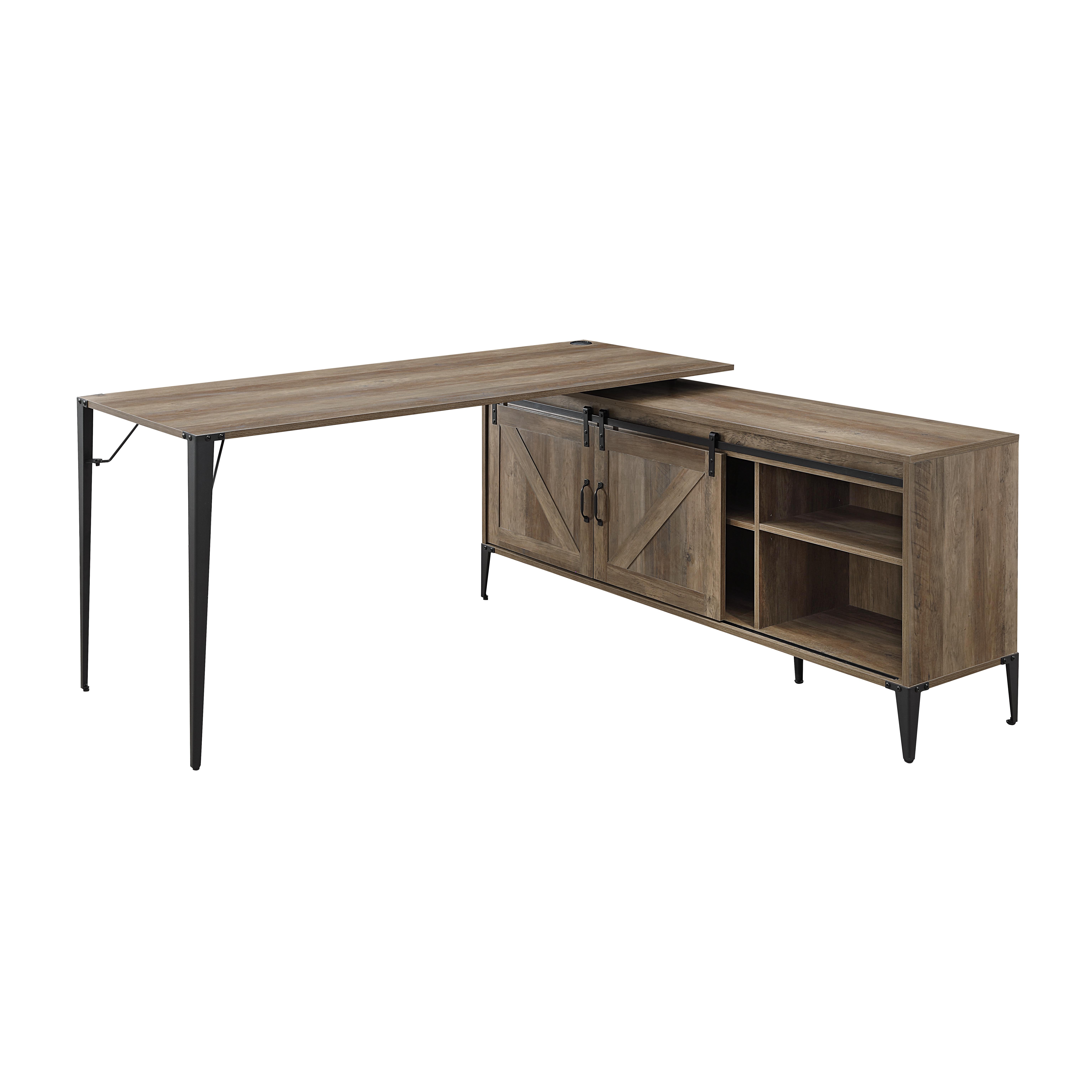 ACME - Zakwani Writing Desk with Usb in Rustic Oak/Black (OF00004)