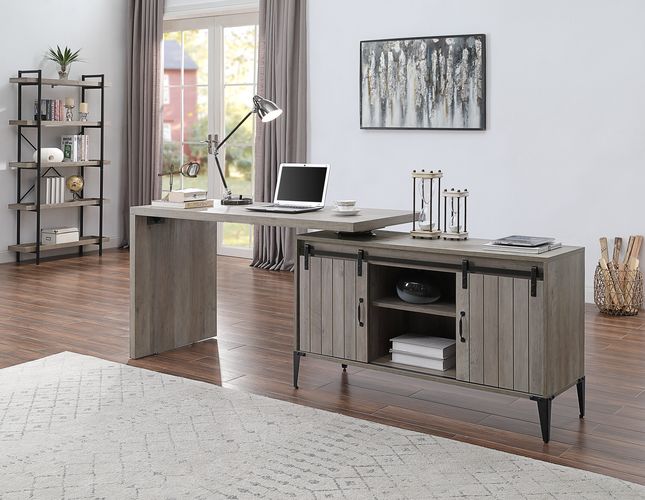 ACME Zakwani Writing Desk - Gray Oak/Black (OF00005)