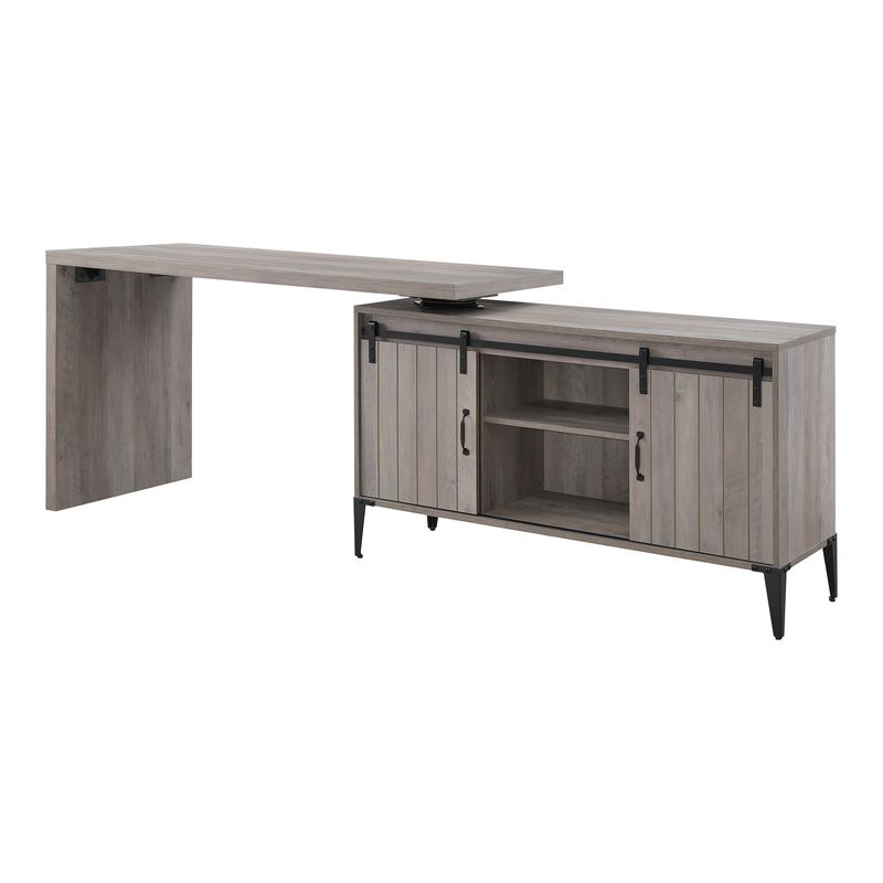 ACME Zakwani Writing Desk - Gray Oak/Black (OF00005)