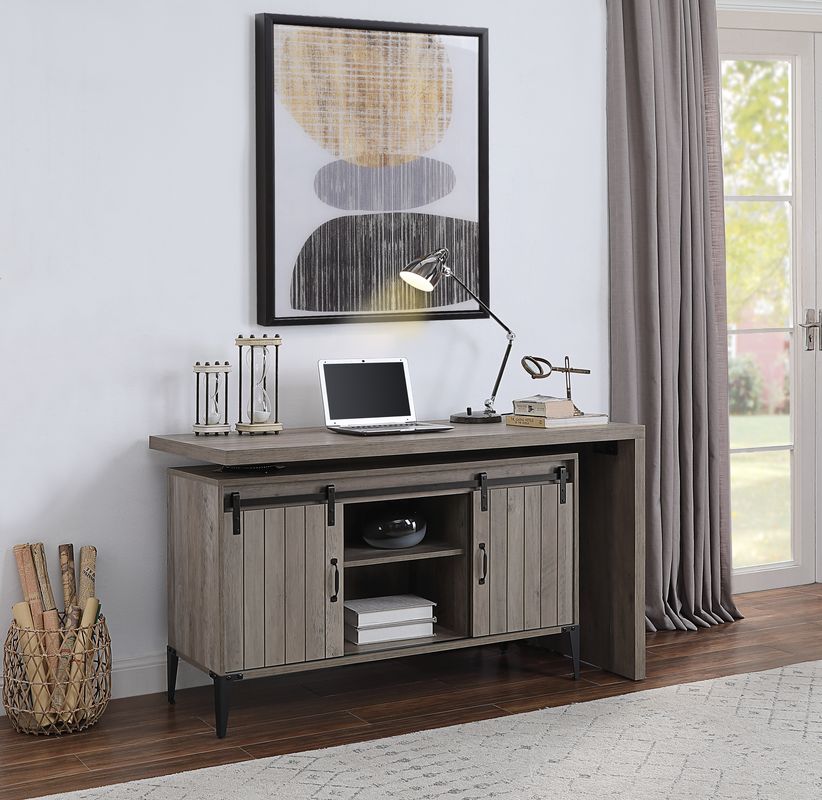 ACME Zakwani Writing Desk - Gray Oak/Black (OF00005)