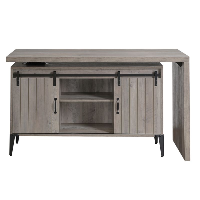 ACME Zakwani Writing Desk - Gray Oak/Black (OF00005)