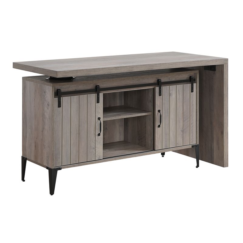 ACME Zakwani Writing Desk - Gray Oak/Black (OF00005)