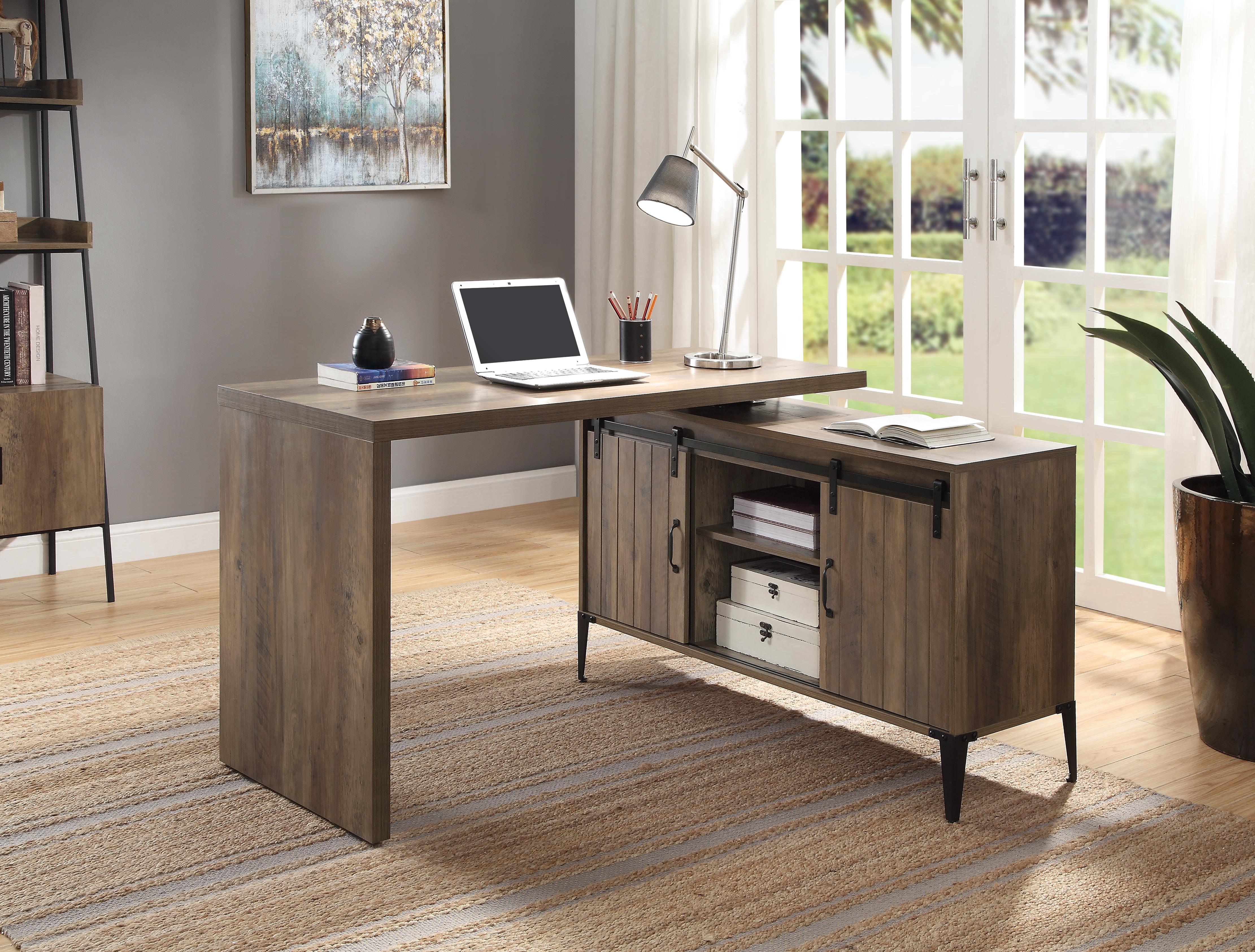 ACME Zakwani Writing Desk - Rustic Oak/Black