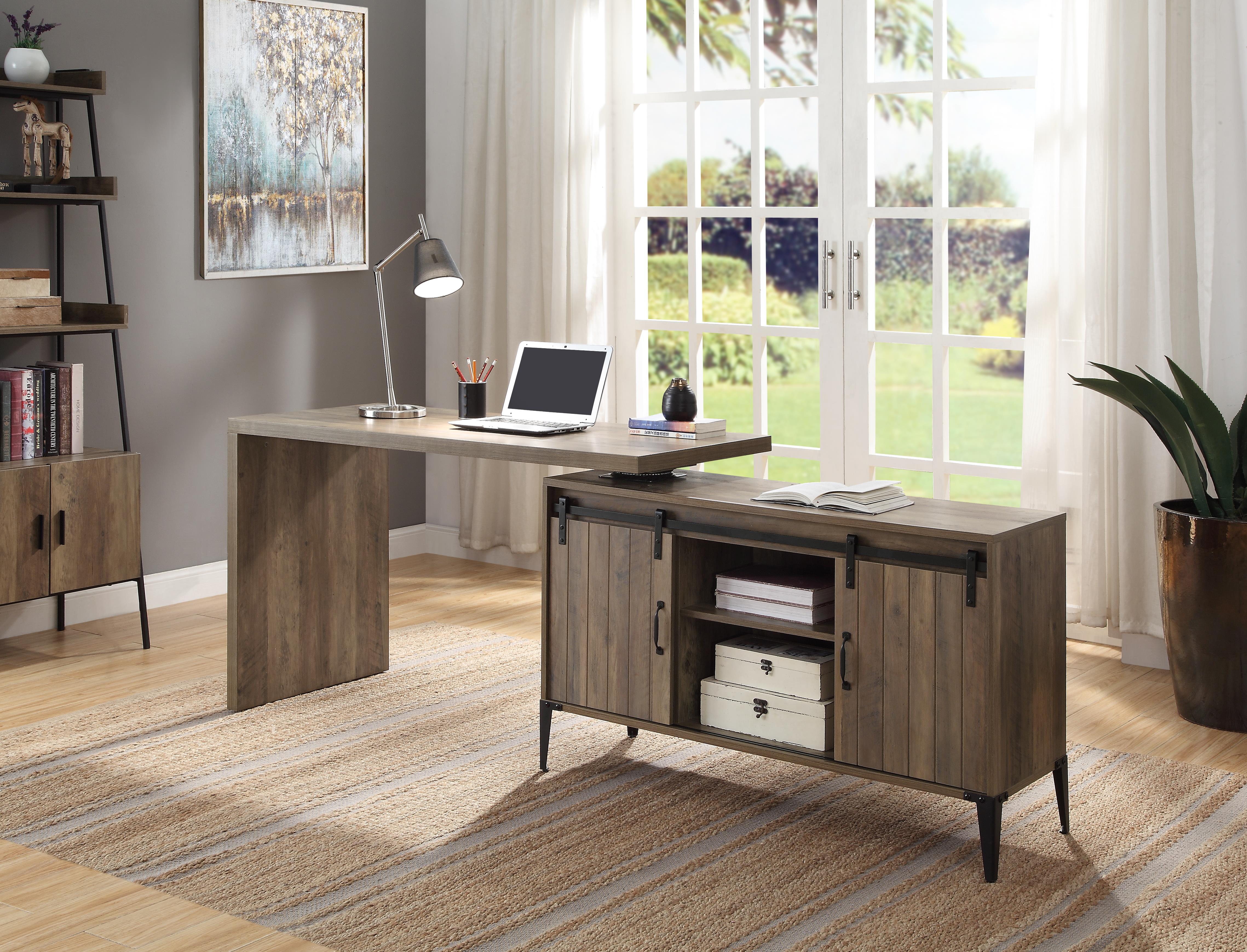 ACME Zakwani Writing Desk - Rustic Oak/Black