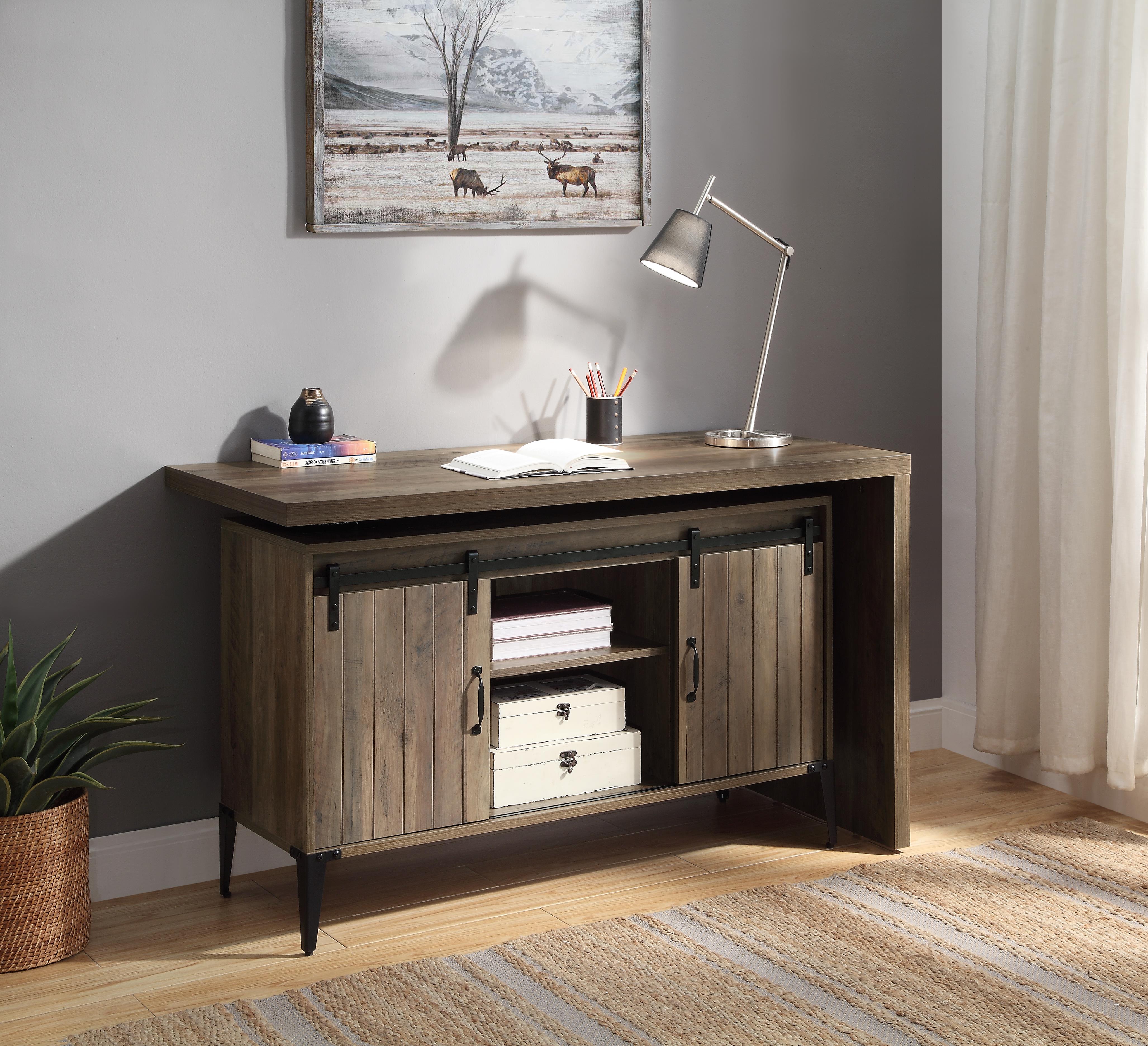 ACME Zakwani Writing Desk - Rustic Oak/Black