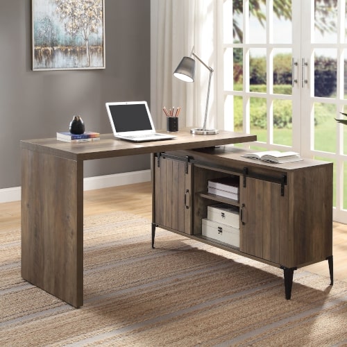 ACME Zakwani Writing Desk - Rustic Oak/Black