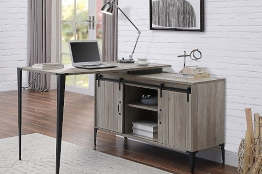 ACME Zakwani Writing Desk - Gray Oak and Black Finish OF00009