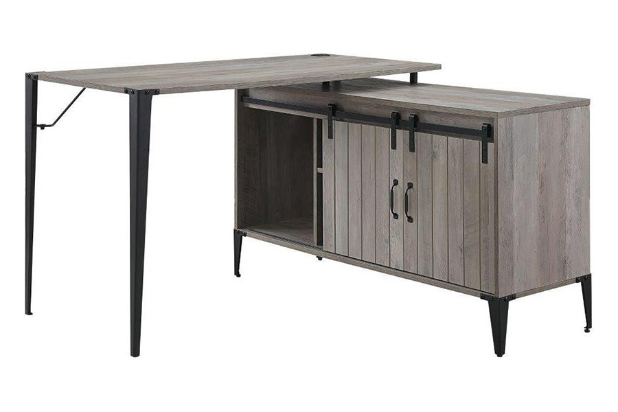 ACME Zakwani Writing Desk with USB - Gray Oak and Black Finish