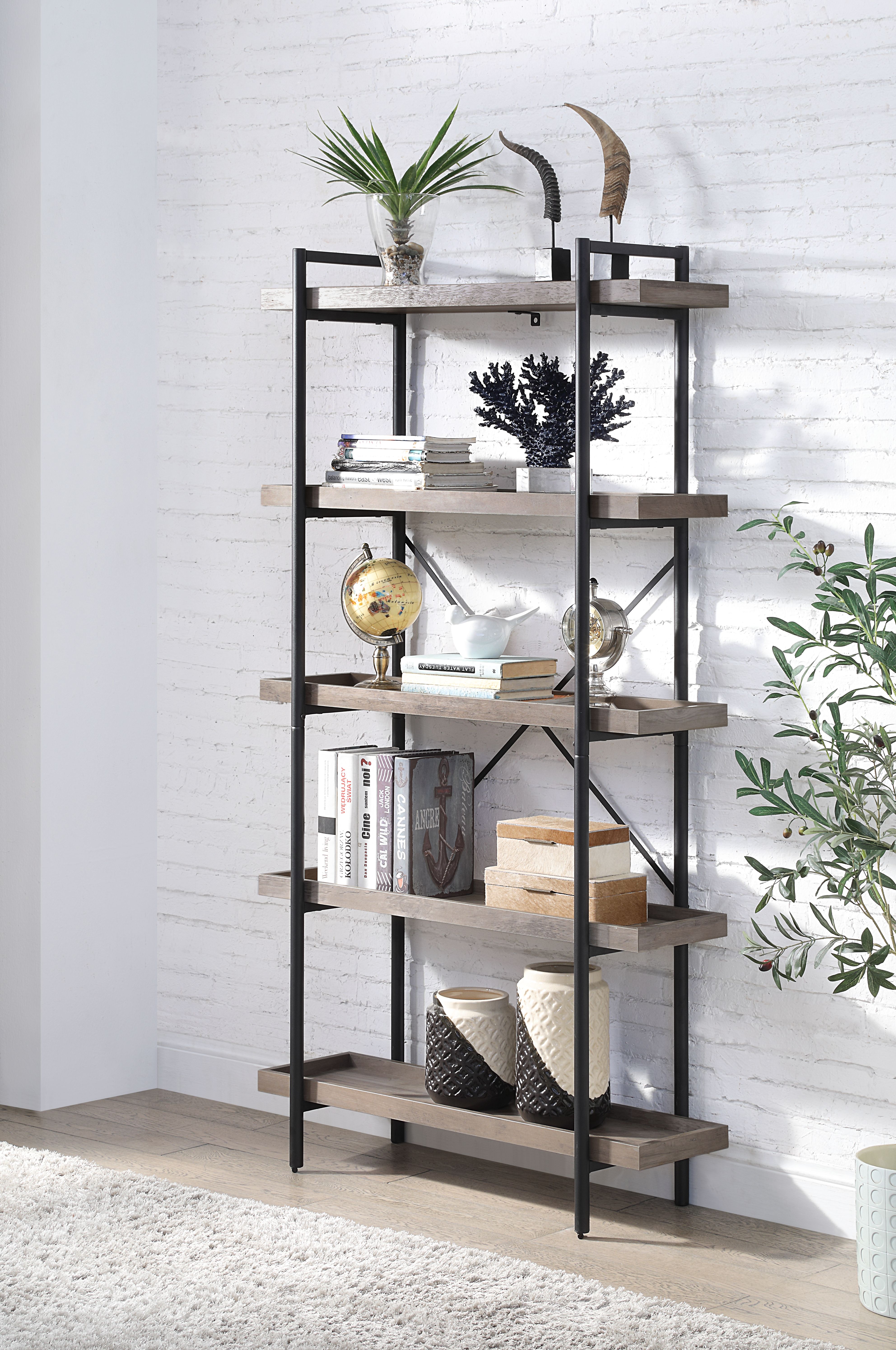 ACME Zakwani Bookshelf - Gray Oak/Black (OF00013)