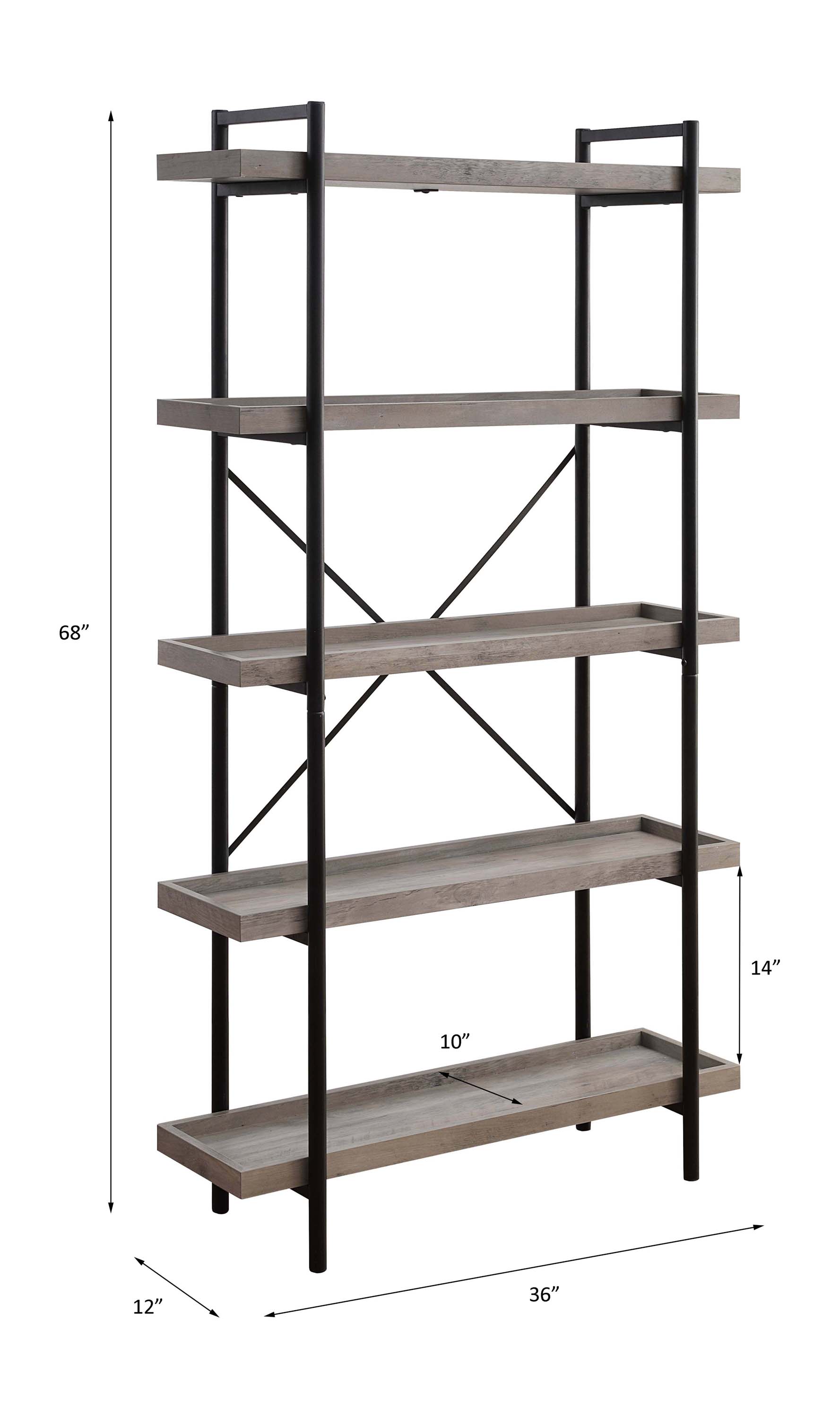 ACME Zakwani Bookshelf - Gray Oak/Black (OF00013)