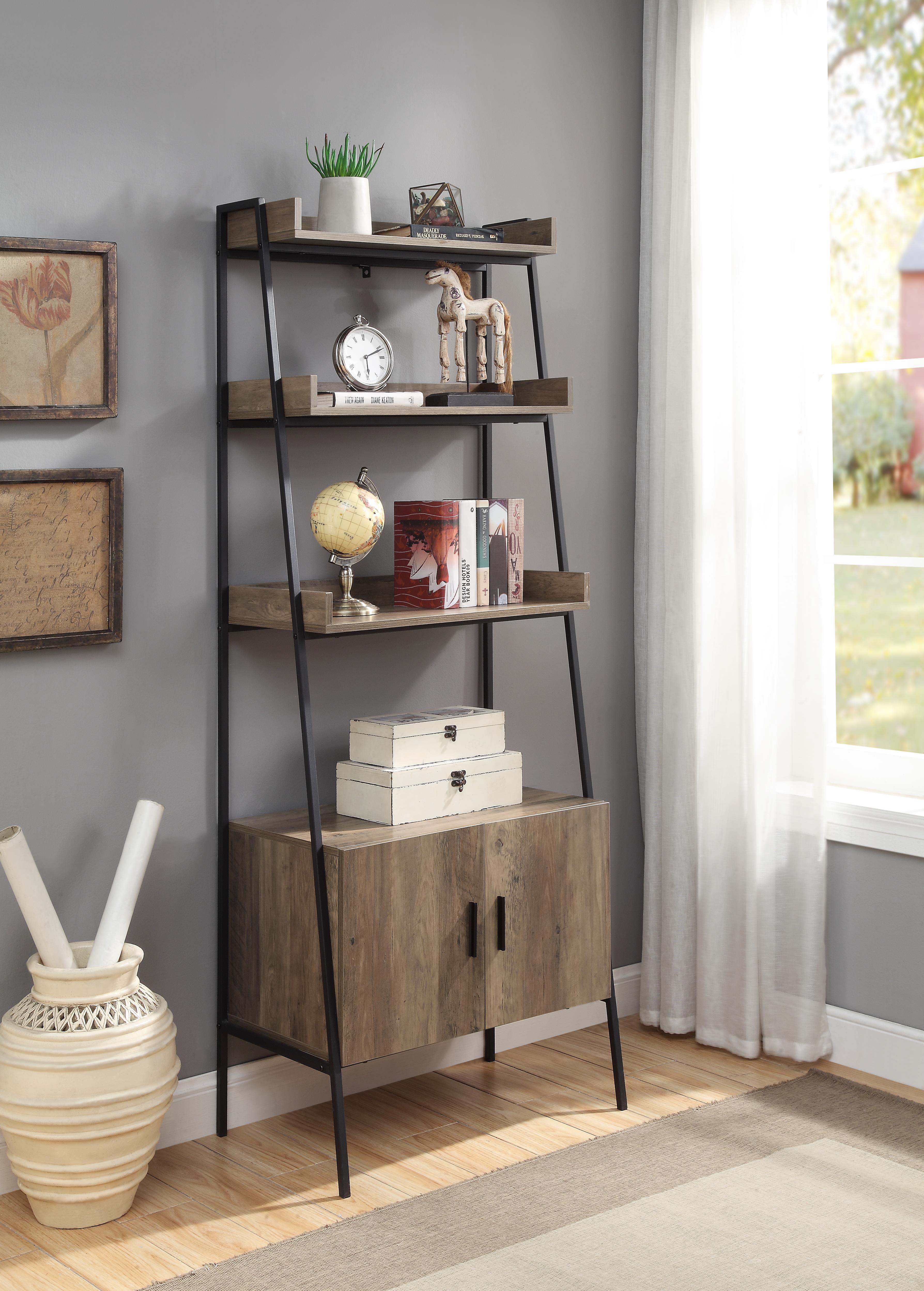 ACME Zakwani Bookshelf - Rustic Oak/Black (OF00016)