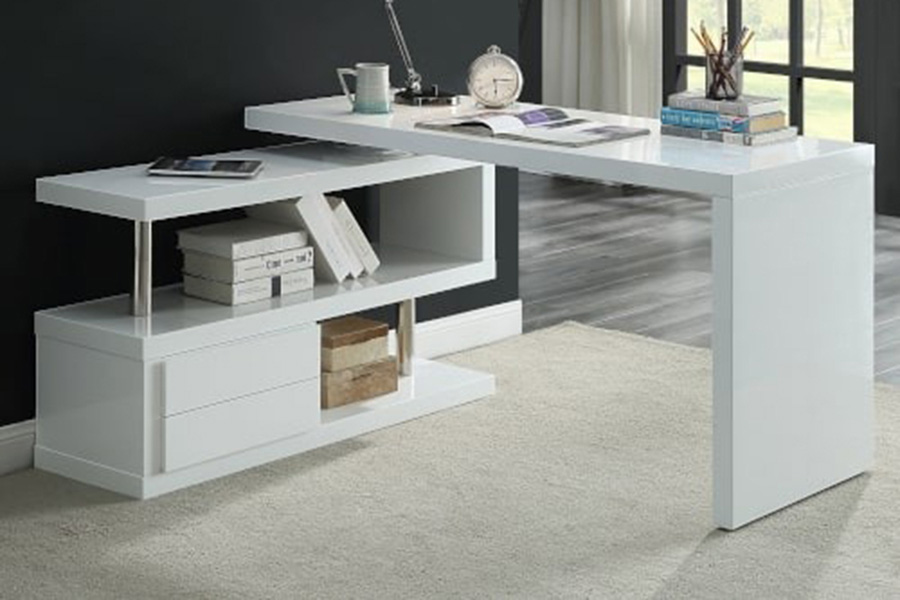 ACME Buck II Writing Desk - White High Gloss, 55"W