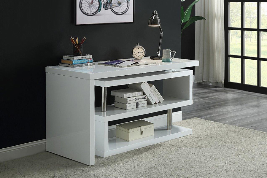 ACME Buck II Writing Desk - White High Gloss, 55"W