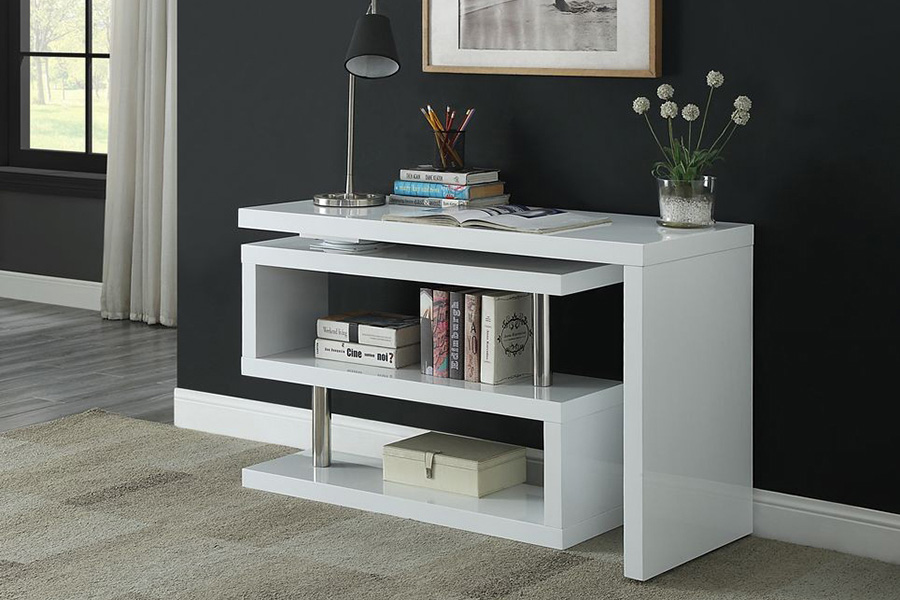 ACME Buck II Writing Desk - White High Gloss, 44"W